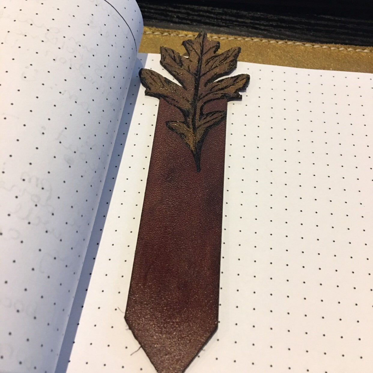 Oak Leaf Personalised Leather Bookmark Book Accessories