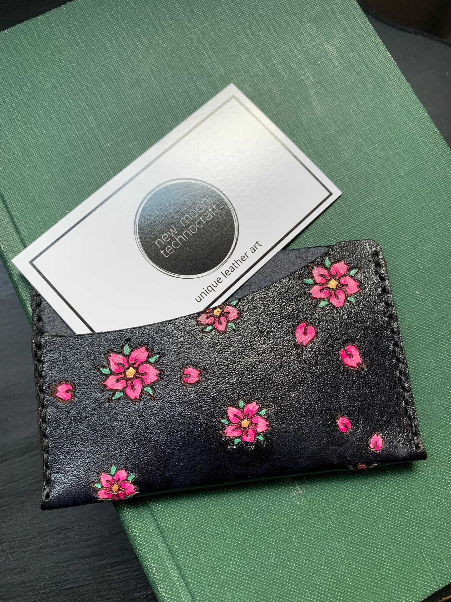 Sakura Single Pocket Leather Card Wallet