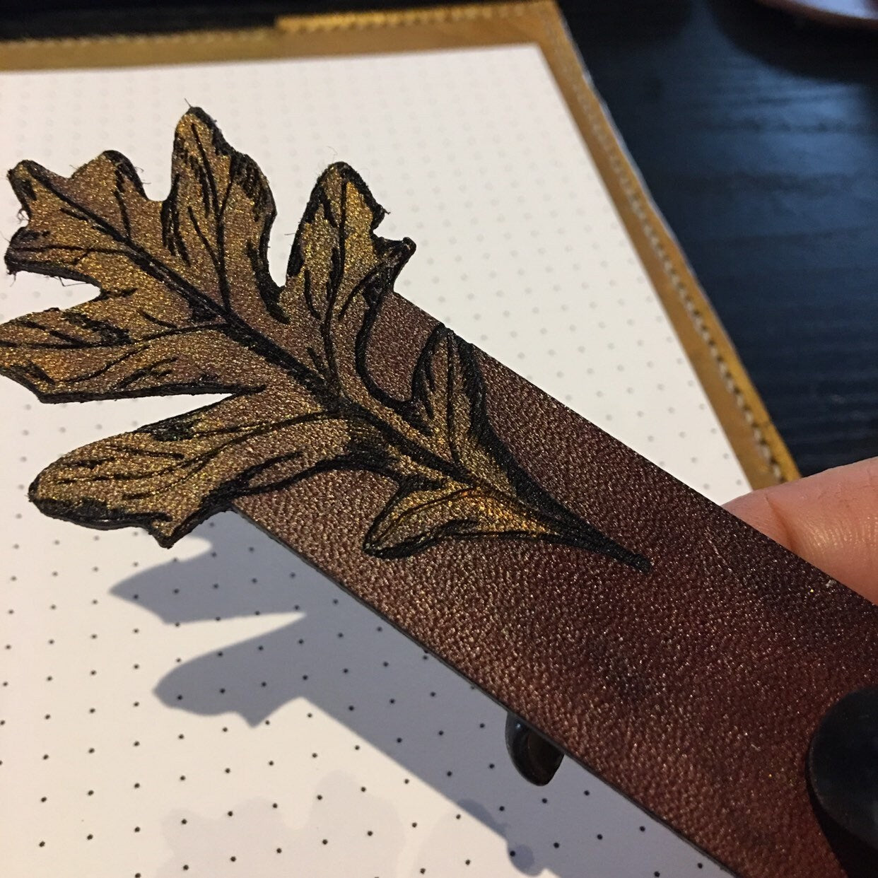 Oak Leaf Personalised Leather Bookmark Book Accessories