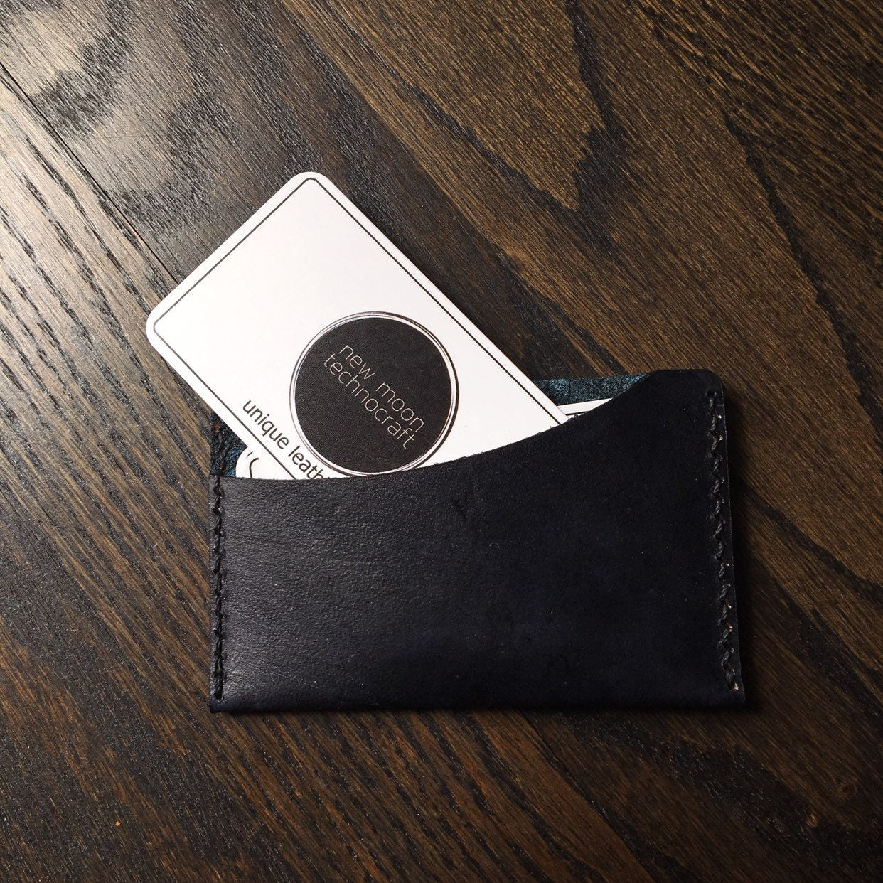 Dusk Forest Silhouette Single Pocket Leather Card Holder