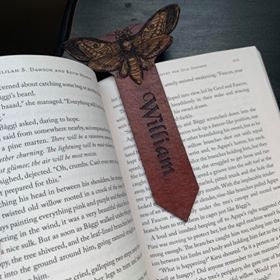 Death's-head Hawkmoth Personalised Leather Bookmark