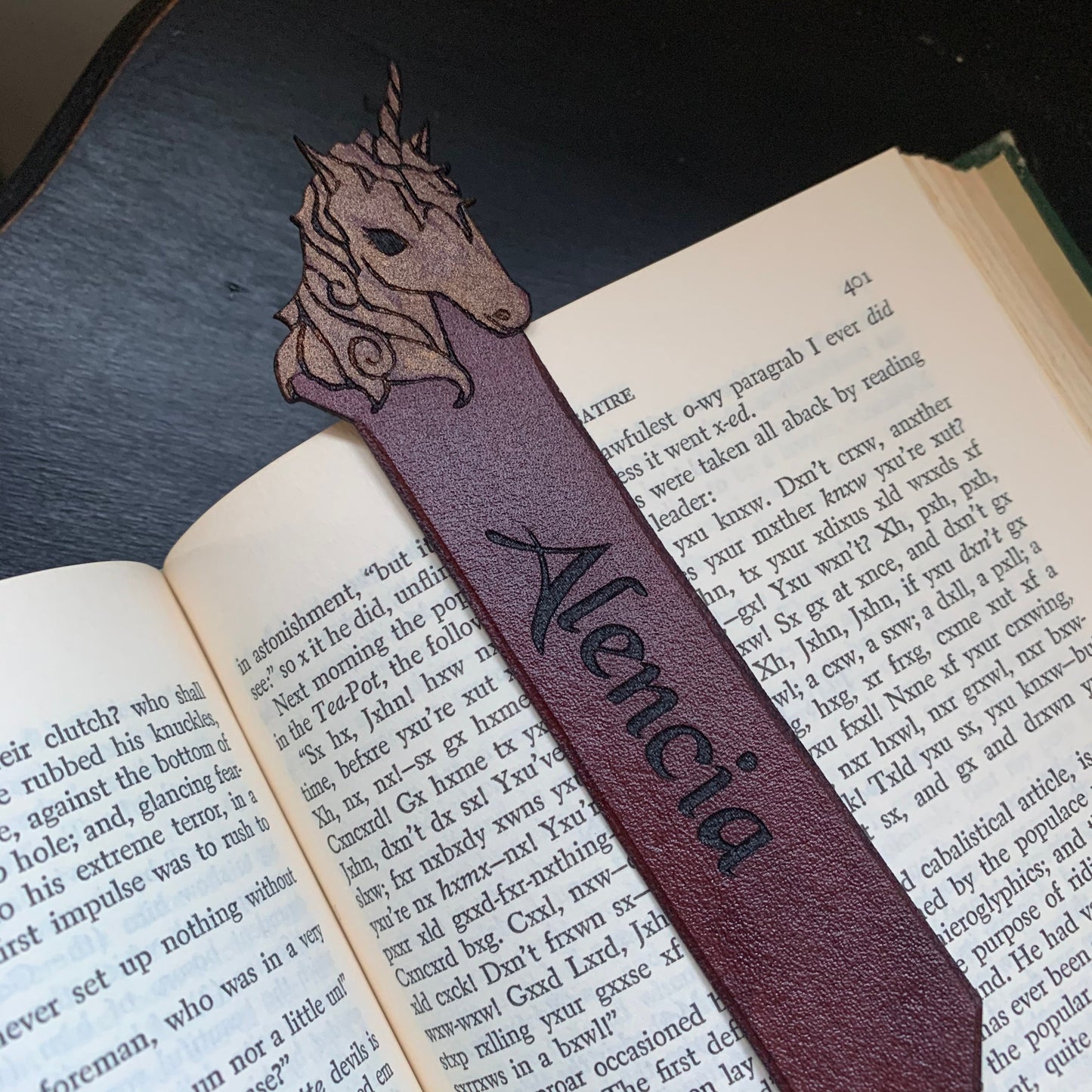 Customizable Unicorn  Leather Bookmark