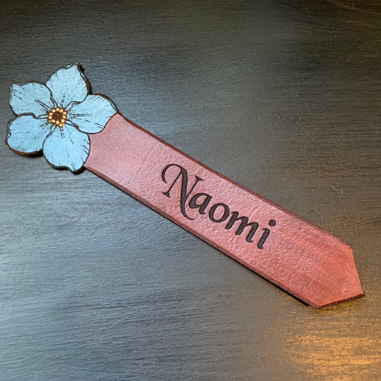 Forget Me Not Personalised Leather Bookmark
