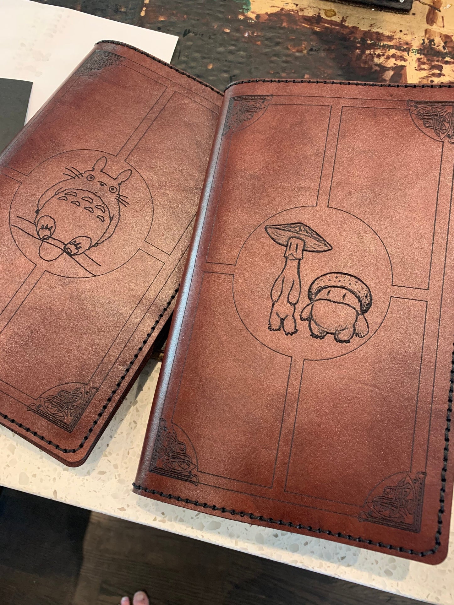 Customizable Name Leather Journal Cover With Lion