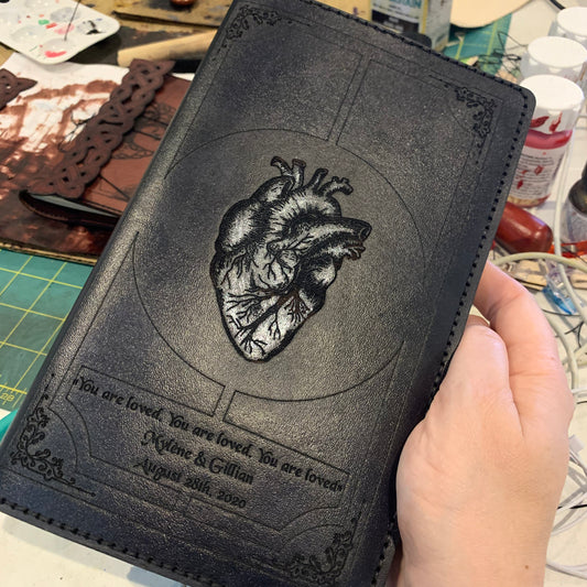 Customizable Anotomical Heart  Leather Journal Cover