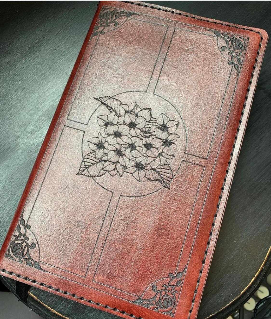 Hydrangea Customizable Leather Journal Cover