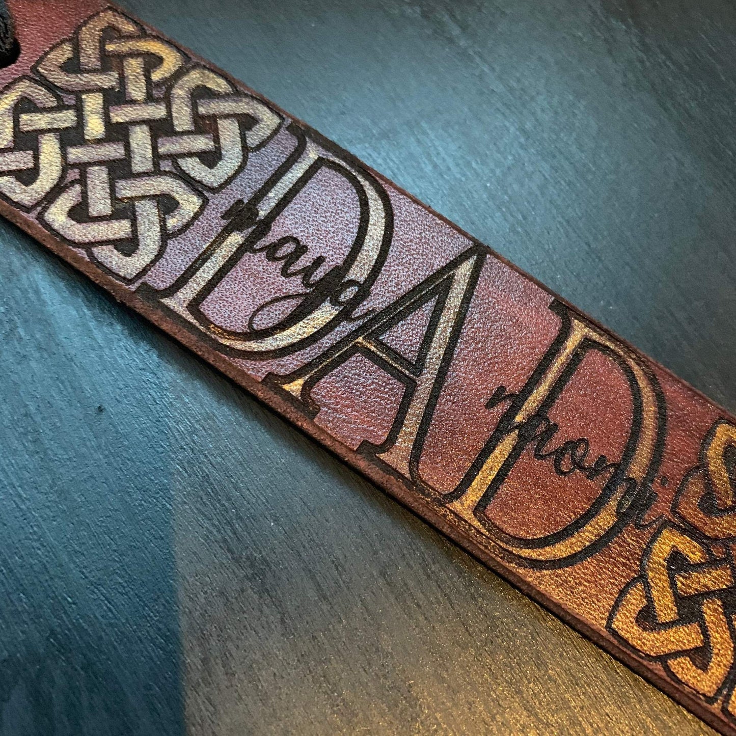 Father's Day Personalized Celtic Knot Leather Bookmark