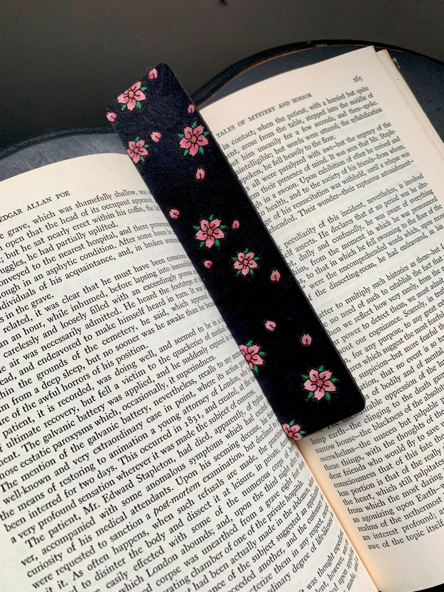 Sakura Leather Bookmark with Hand Painted Cherry Blossoms