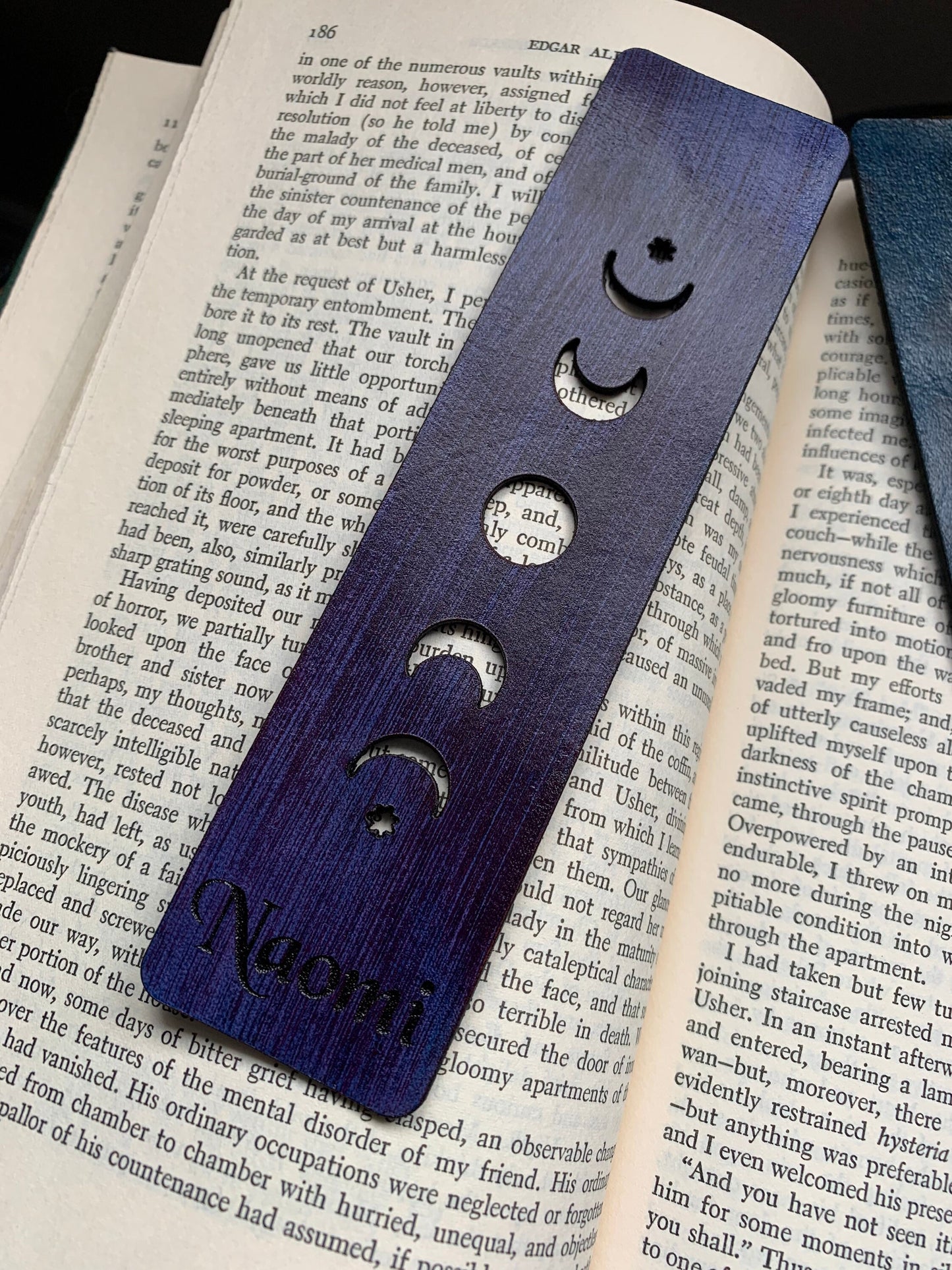 Moon Phase Leather Bookmark with Custom Text