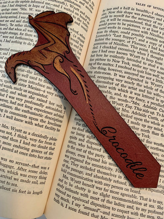 Dragon Personalised Leather Bookmark