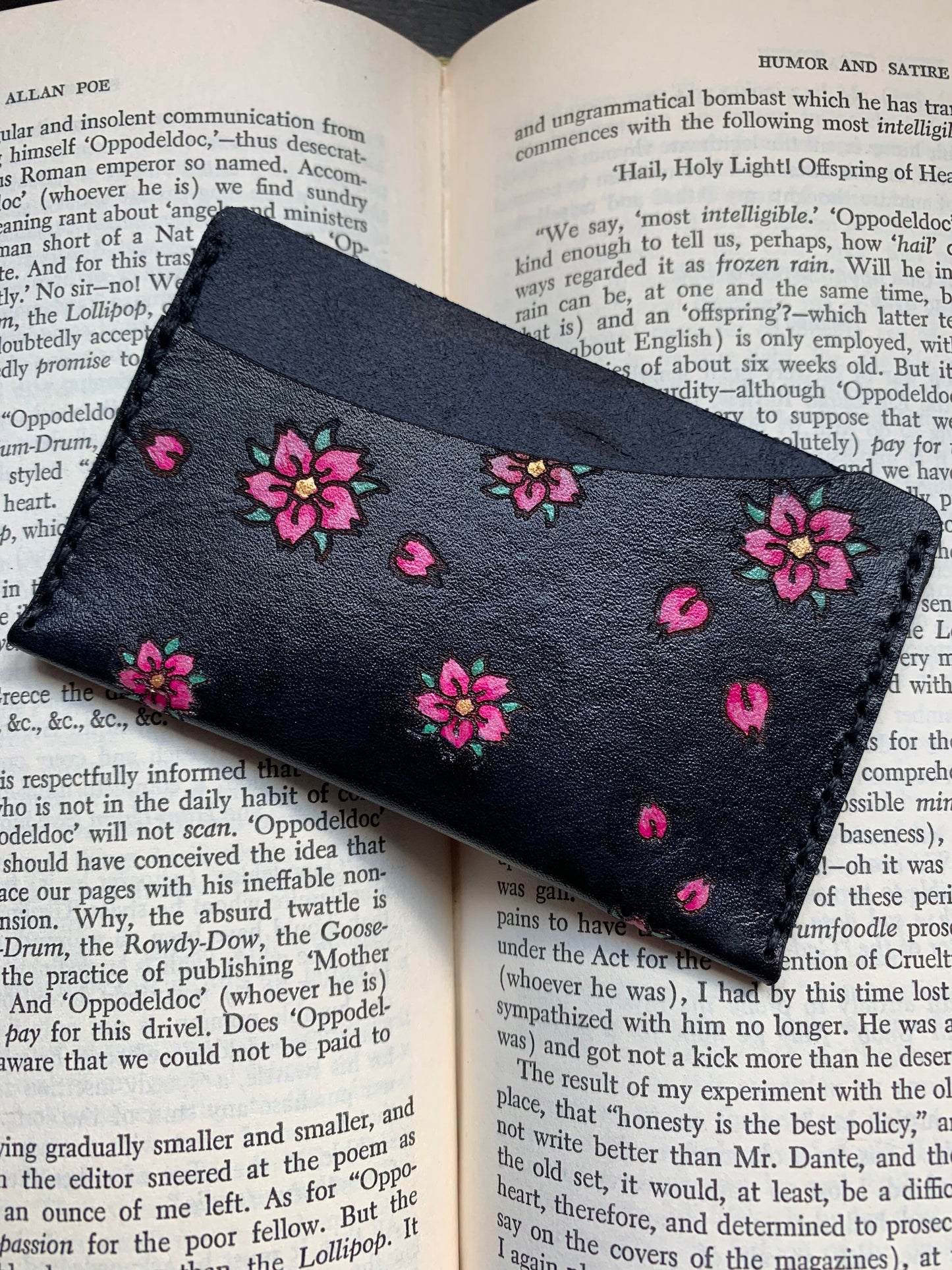 Sakura Single Pocket Leather Card Wallet