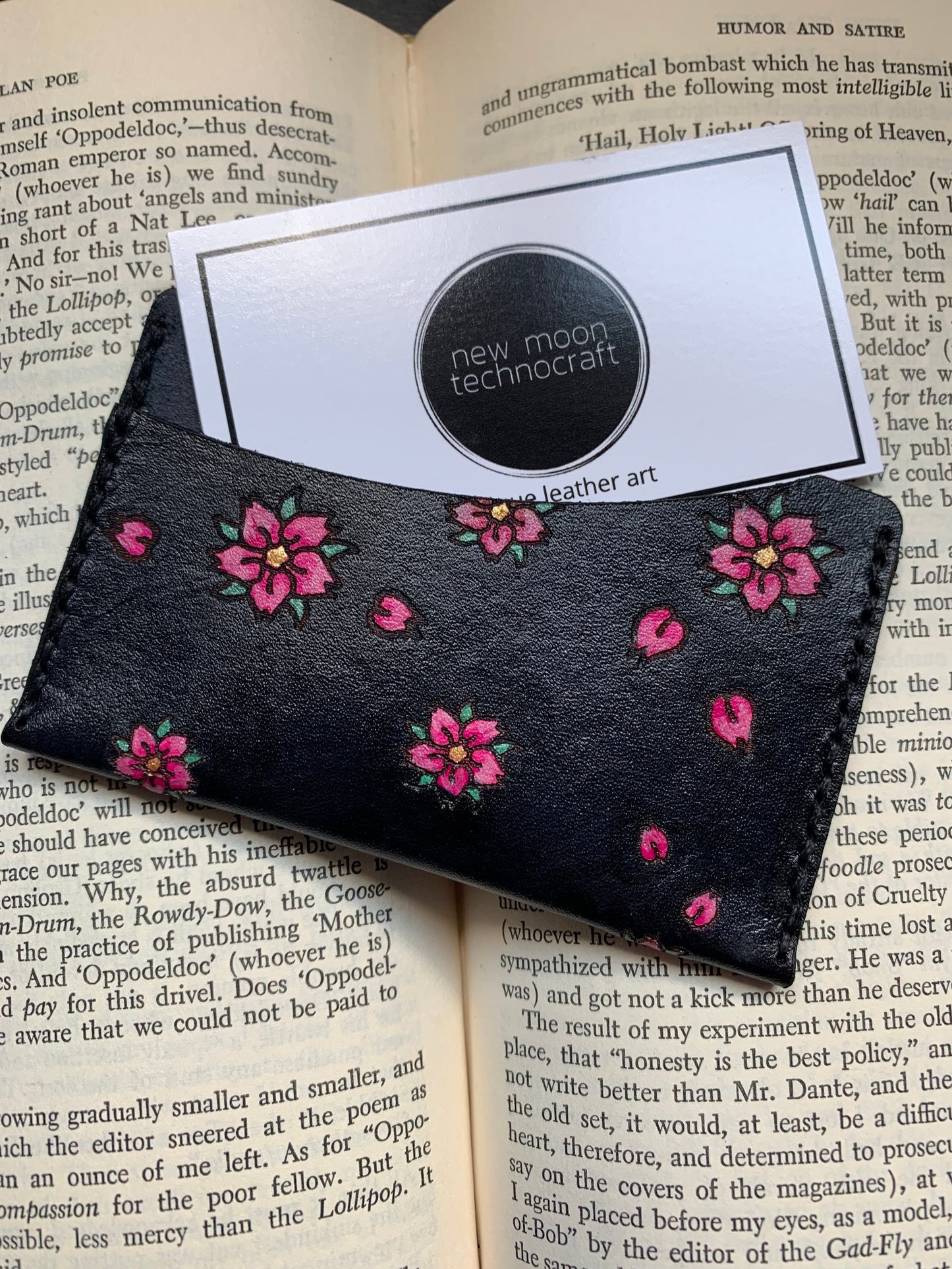 Sakura Single Pocket Leather Card Wallet