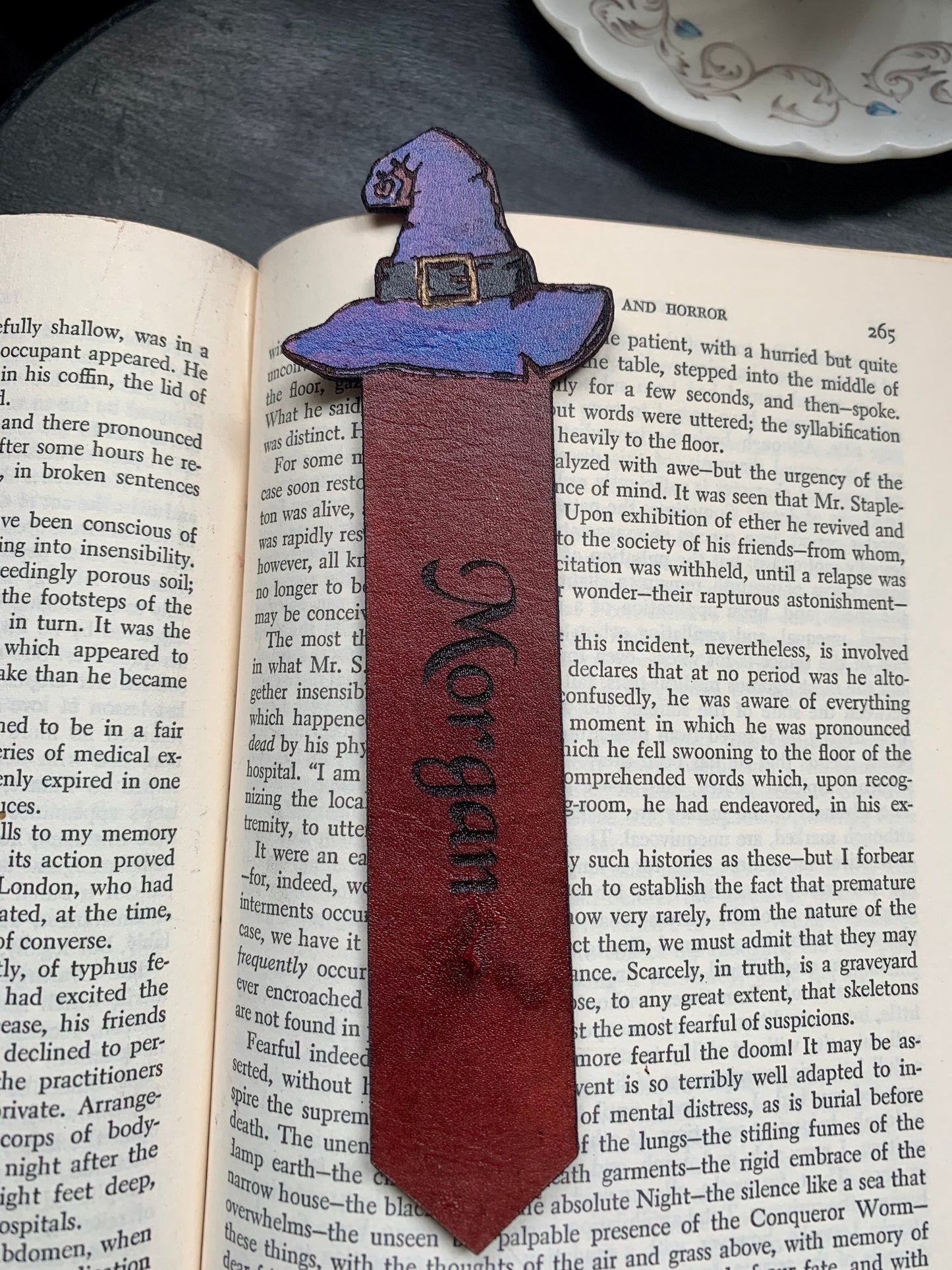 Witch Hat Leather Bookmark With Custom Text
