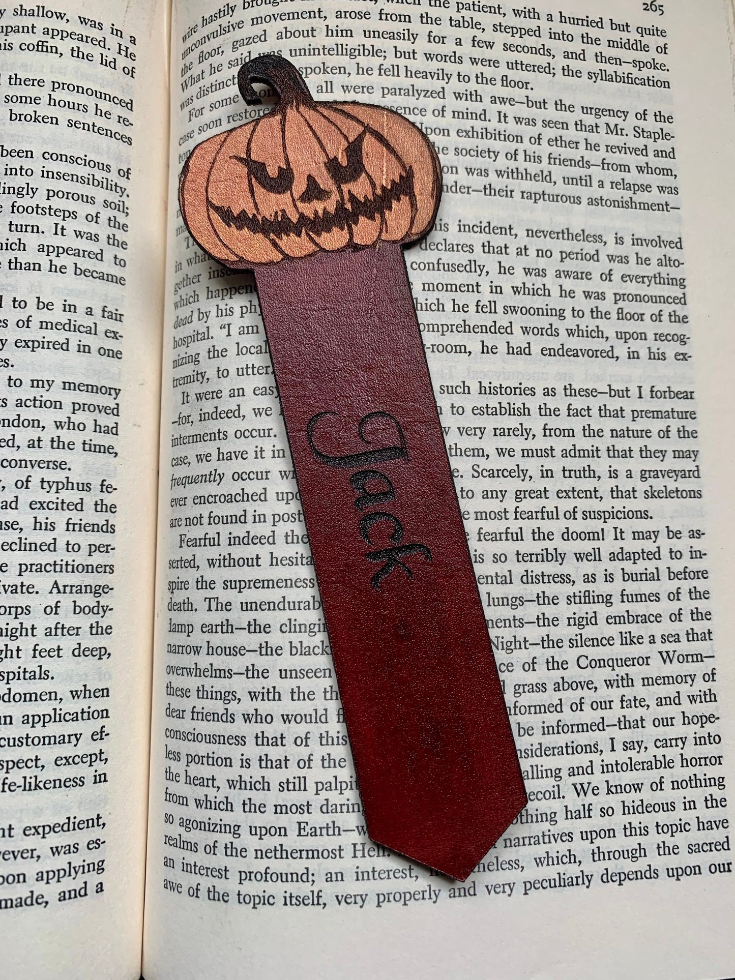 Pumpkin Leather Bookmark With Custom Text