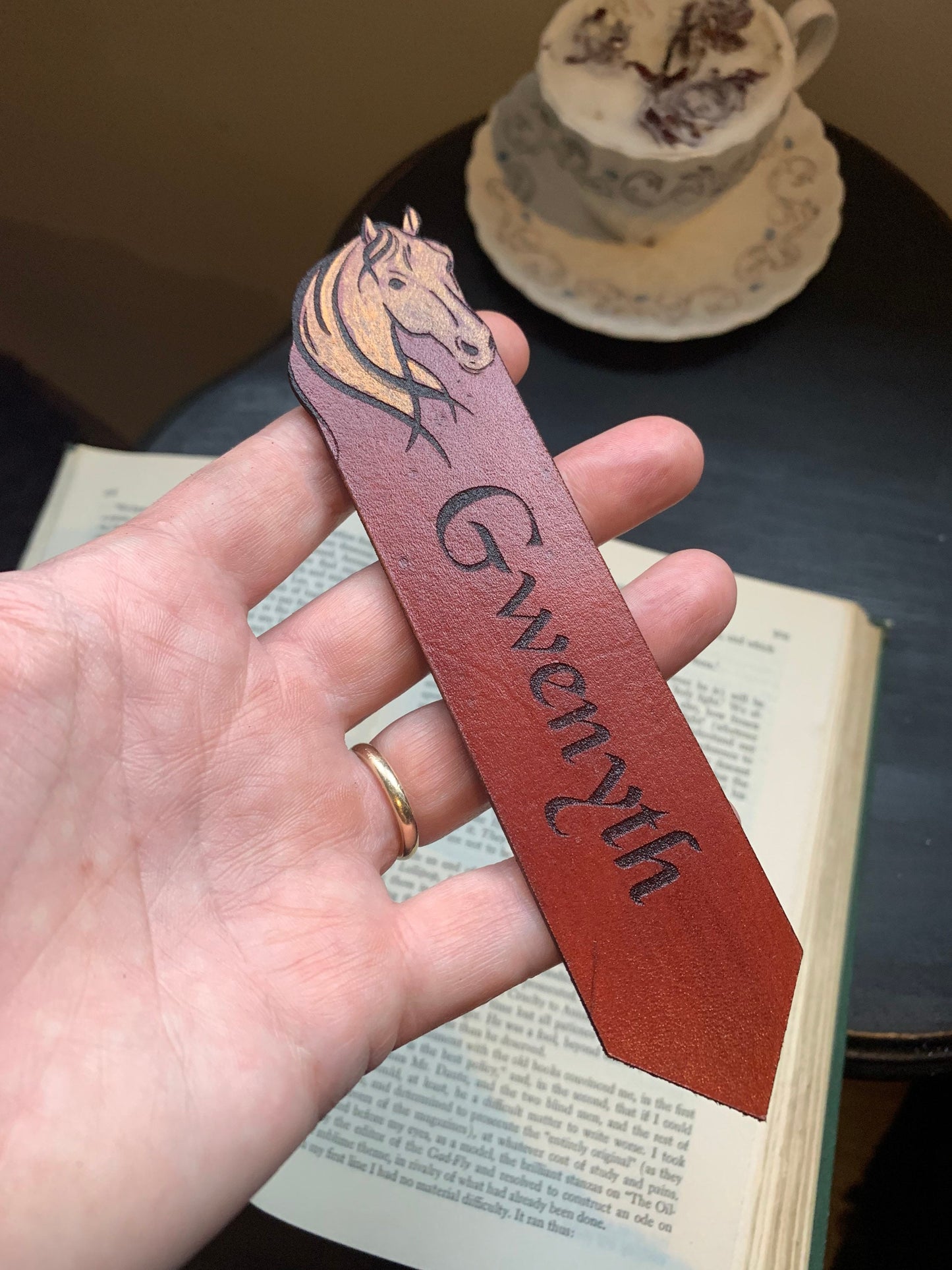 Horse Personalized Leather Bookmark