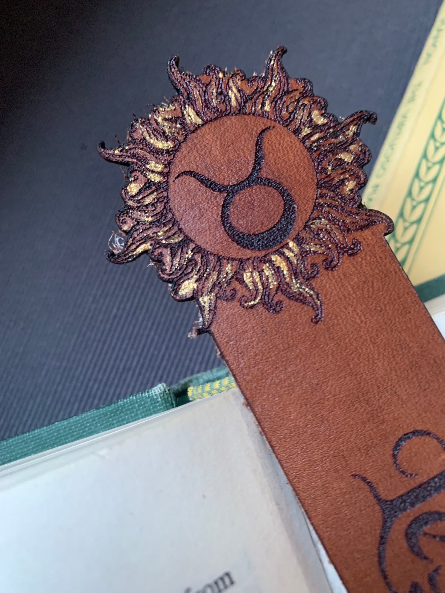 Taurus Zodiac Personalized Leather Bookmark