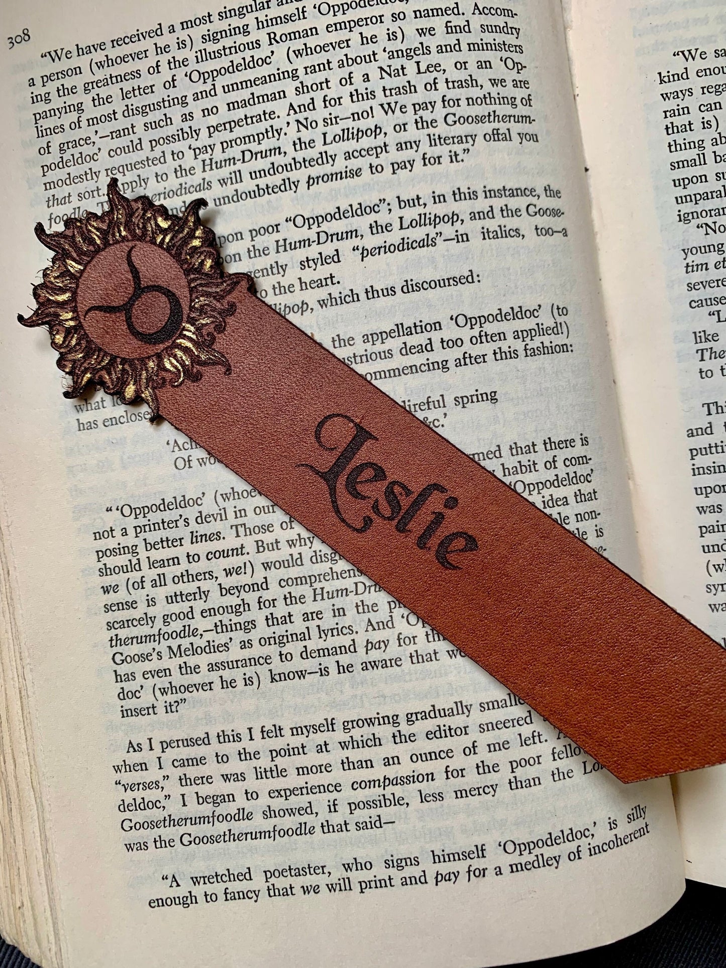 Taurus Zodiac Personalized Leather Bookmark