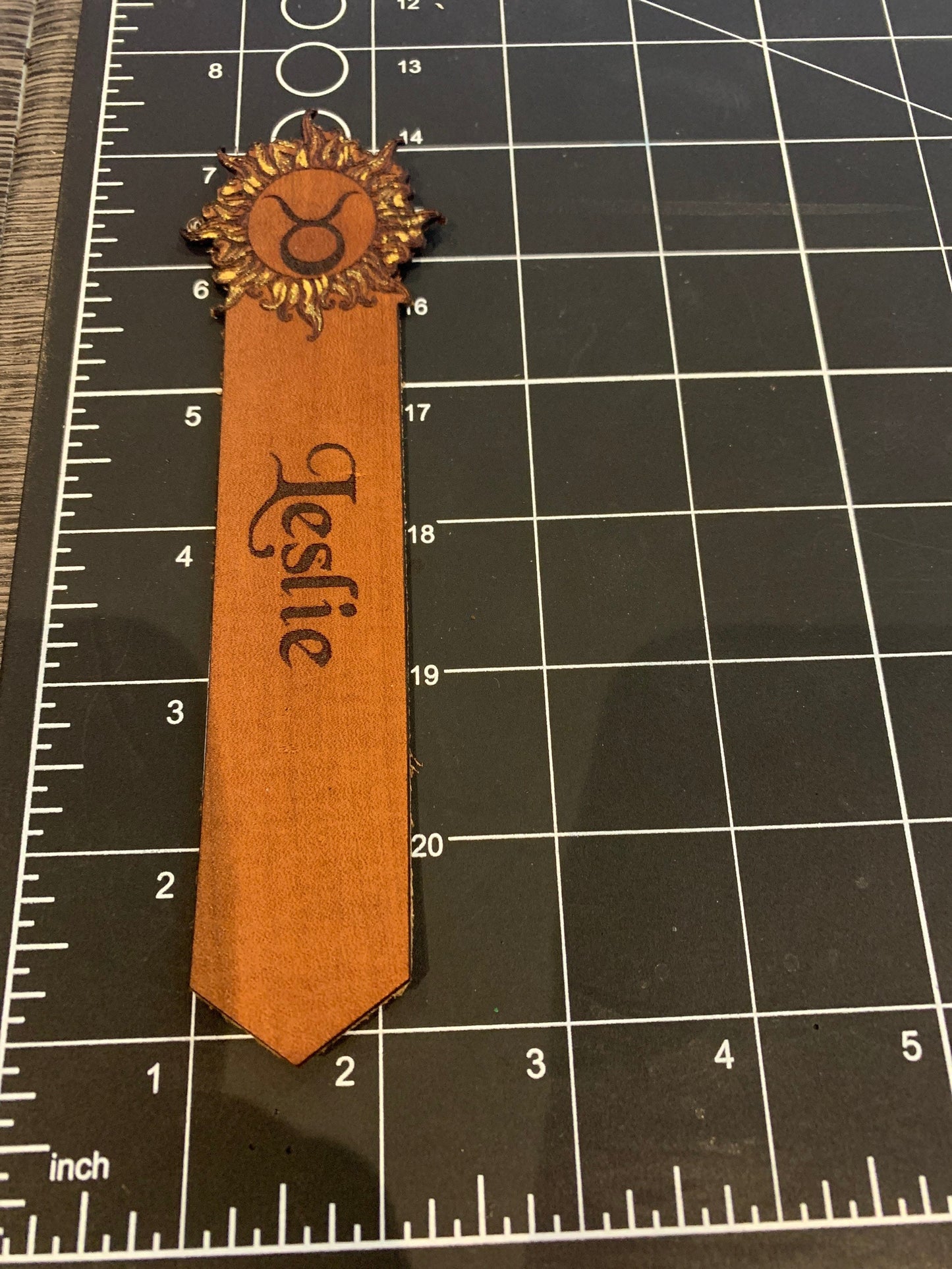 Leo Zodiac Personalized Leather Bookmark