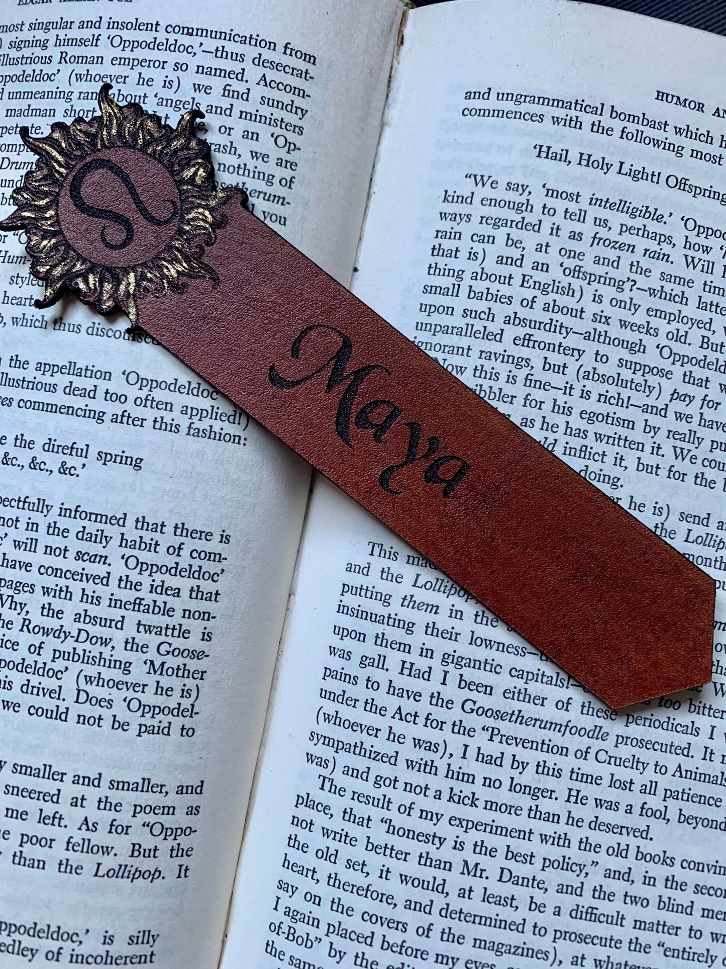 Leo Zodiac Personalized Leather Bookmark