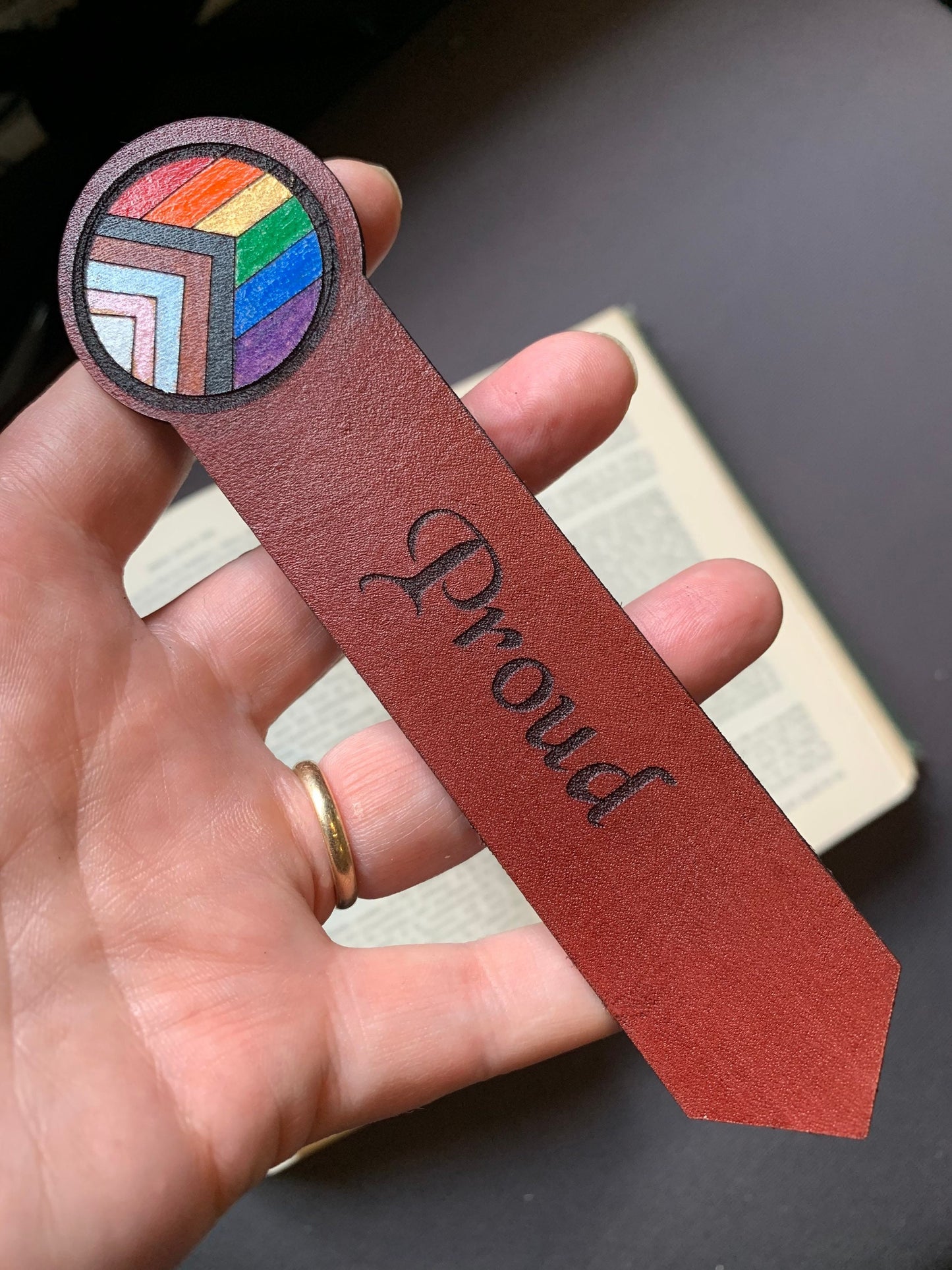 Pride Flag  Leather Bookmark Personalized Gift for Her Personalized Gift for Him Personalized Gift for Them