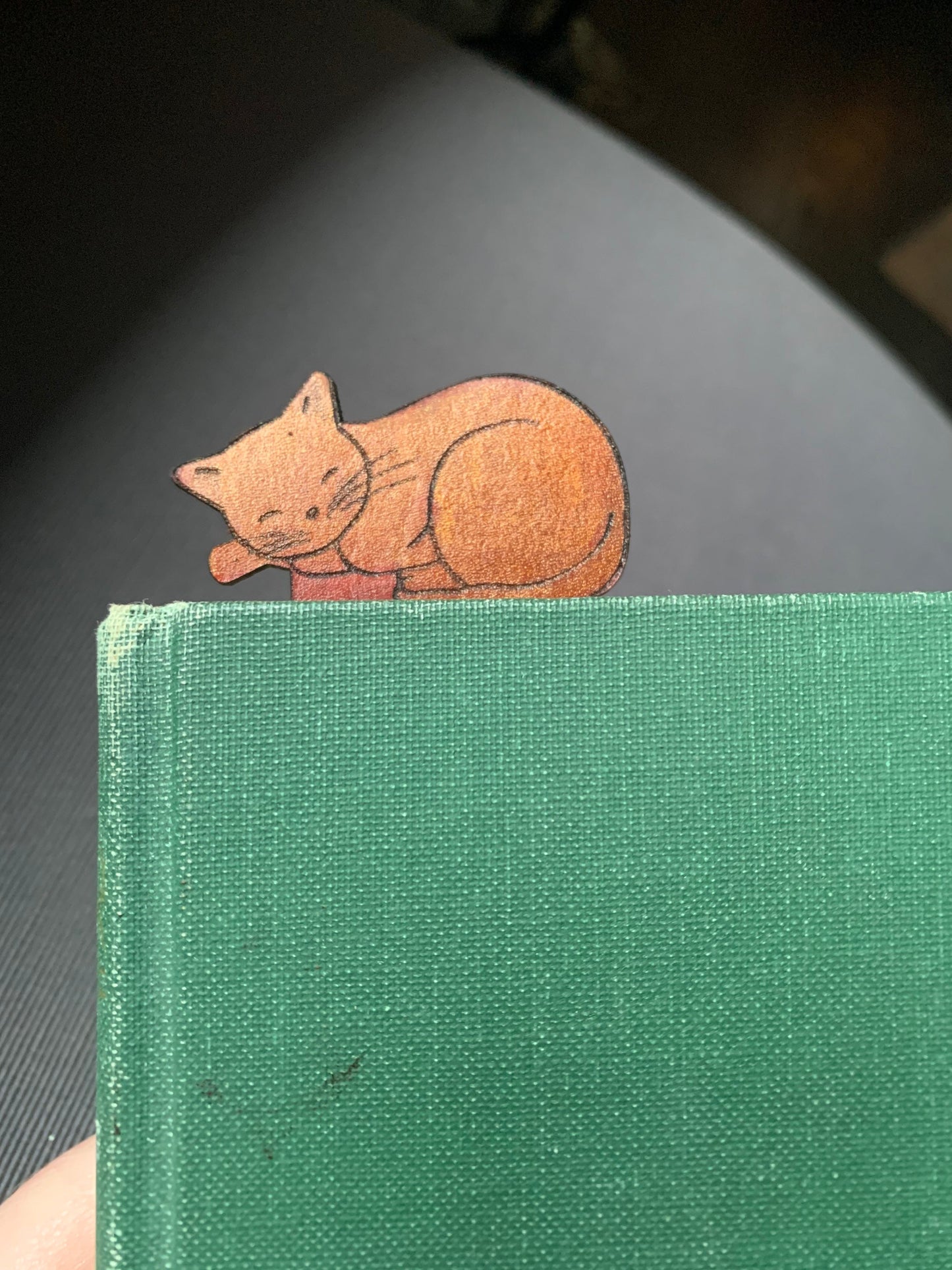 Sleepy Cat Personalised Leather Bookmark