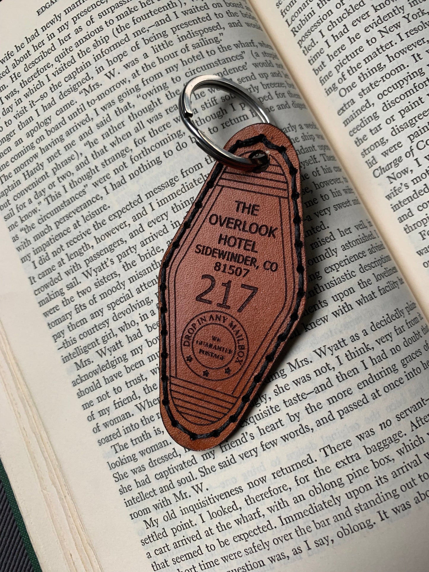 The Overlook Hotel Leather Retro Book Version Room 217 Key Chain